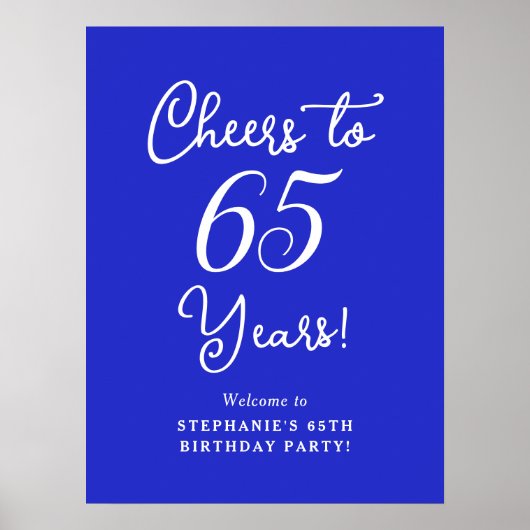 Royal Blue Proost 65 jaar 65e verjaardag Poster (Voorkant)