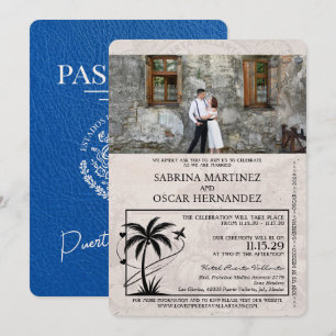 Royal Blue Puerta Vallarta Passport Wedding Kaart