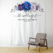 Royal Blue Purple Lilac Blooms Wedding Backdrop Wandkleed (In situ)