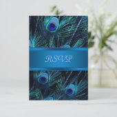 Royal Blue Purple Peacock Mariage RSVP Cartes (Debout devant)