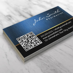 Royal Blue QR code Pharmacist Visitekaartje