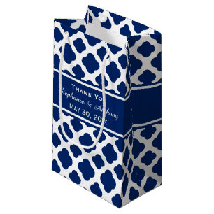 Royal Blue Quatrefoil Weddenschap Bedankt Klein Cadeauzakje