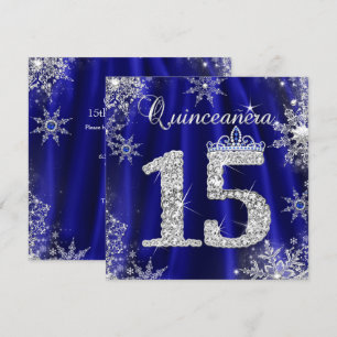 Royal Blue Quinceanera 15th Elite Elegant Birthday Kaart