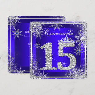 Royal Blue Quinceanera 15th Elite Elegant Birthday Kaart