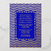 Royal Blue Quinceañera Invitation Glam Sparkle Amu (Recto)