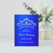 Royal Blue Quinceanera Save The Date Briefkaart (Staand voorkant)