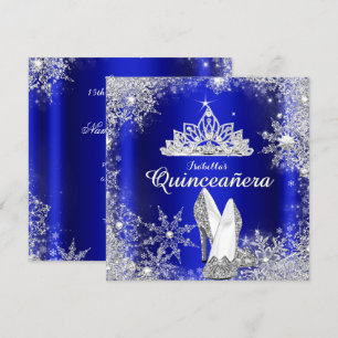 Royal Blue Quinceanera Silver Tiara 15th Birthday Kaart