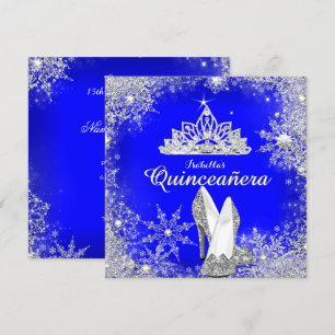 Royal Blue Quinceanera Silver Tiara 15th Birthday Kaart