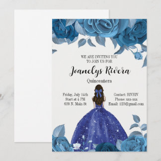 Royal Blue Quinceañera uitnodiging