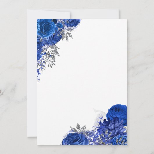 Royal Blue Quinceañera Vlinders Mis Quince Kaart (Achterkant)