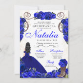 Royal Blue Ranchero Princess Quinceanera Kaart (Voorkant)