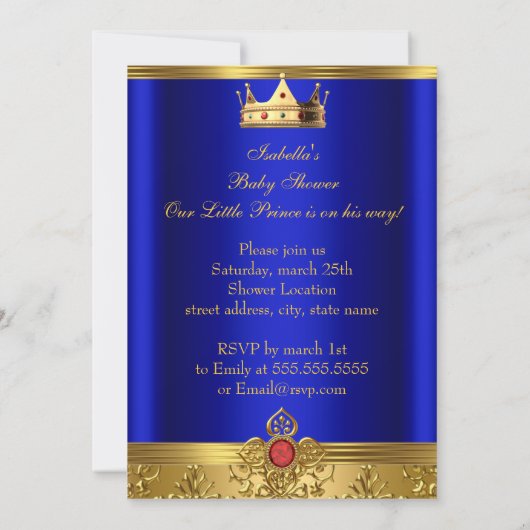 Royal Blue Red Gold Prince Boy Etnic Kaart (Achterkant)