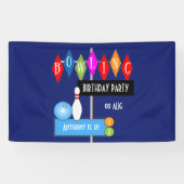 Royal Blue Retro Bowling Birthday Party Spandoek (Horizontaal)