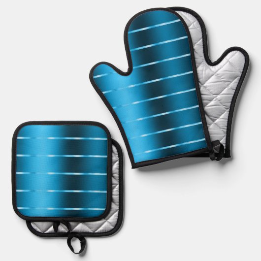 Royal Blue Ribbon Bow Vrijgezellenfeest Ovenwant & Pannenlap Set (Voorkant / Achterkant)