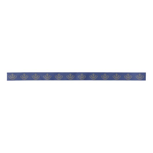 Royal Blue Ribbon met Gold Crowns Lint (Voorkant)
