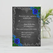 Royal Blue Roos Chalk Board Fall Wedding Response Kaart (Staand voorkant)