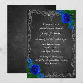 Royal Blue Roos Chalk Board Rehearsal Dinner Kaart