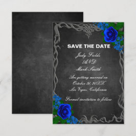 Royal Blue Roos Chalk Board Weddenschap Save the D Date