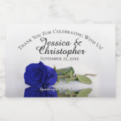 Royal Blue Roos Classy Wedding Bedankt Mini Sparkling Wijnetiket (Enkel label)