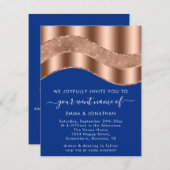 Royal Blue Roos Copper Border Wave QR Code Weddens (Voorkant / Achterkant)