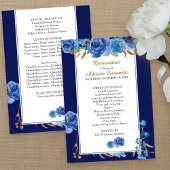 Royal Blue Roos en Elegant Gold Leaf Quinceanera Programma