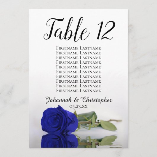 Royal Blue Roos Wedding Table Seating Chart Large (Voorkant)