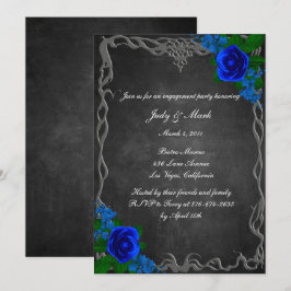 Royal Blue Rose Chalk Board Fall Engagement Party Kaart