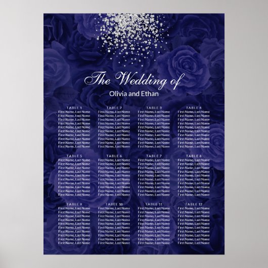 Royal Blue Rozen en een Splash van Silver Glitter Poster (Voorkant)