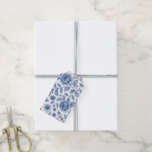 Royal Blue Rozen Floral Pattern Cadeaulabel (Met Touw)