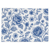 Royal Blue Rozen Floral Pattern Groot Cadeauzakje (Achterkant)