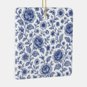 Royal Blue Rozen Floral Pattern Keramisch Ornament (Rechts)