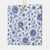 Royal Blue Rozen Floral Pattern Keramisch Ornament (Links)