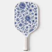 Royal Blue Rozen Floral Pattern Pickleball Paddle (Achterkant)