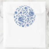 Royal Blue Rozen Floral Pattern Ronde Sticker (Tas)