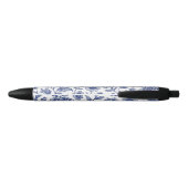 Royal Blue Rozen Floral Pattern Zwarte Inkt Pen (Achterkant)