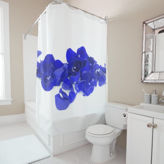 Royal Blue Rozen Shower Curtain Douchegordijn (In situ)