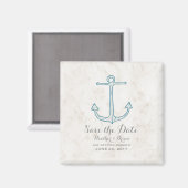 Royal Blue Rustic Anchor Save the Date Magneet (Voorkant / Achterkant)
