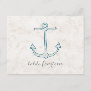 Royal Blue Rustic Anchor Table Number Briefkaart