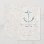 Royal Blue Rustic Anchor Wedding RSVP Kaart (Voorkant / Achterkant)
