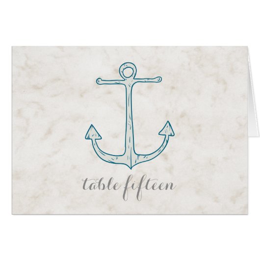 Royal Blue Rustic Anchor Wedding Table Number (Voorkant Horizontaal)
