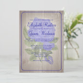 Royal Blue Rustic Floral Wedding Invitations (Debout devant)