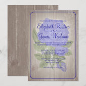 Royal Blue Rustic Floral Wedding Invitations (Devant / Derrière)