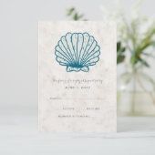 Royal Blue Rustic Seashell Mariage Carte RSVP (Debout devant)