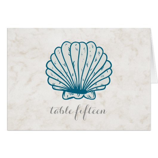 Royal Blue Rustic Seashell Mariage Numéro de table (Devant horizontal)