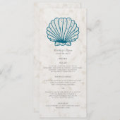 Royal Blue Rustic Seashell Wedding Menu (Voorkant / Achterkant)