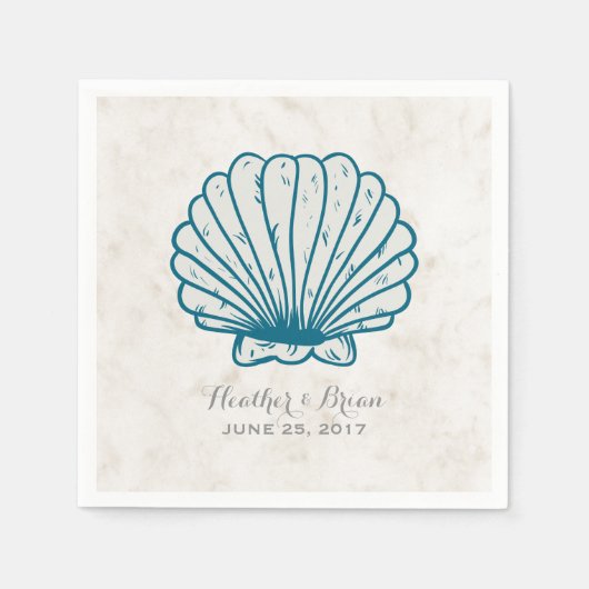 Royal Blue Rustic Seashell Wedding Servet (Voorkant)