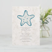Royal Blue Rustic Starfish Mariage Invitation (Debout devant)
