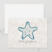 Royal Blue Rustic Starfish Numéro de table Carte p (Devant / Derrière)