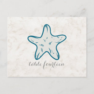 Royal Blue Rustic Starfish Numéro de table Carte p