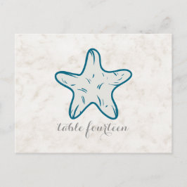 Royal Blue Rustic Starfish Table Number Briefkaart